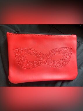 ipsy Red Embossed Mask Cosmetic Pouch